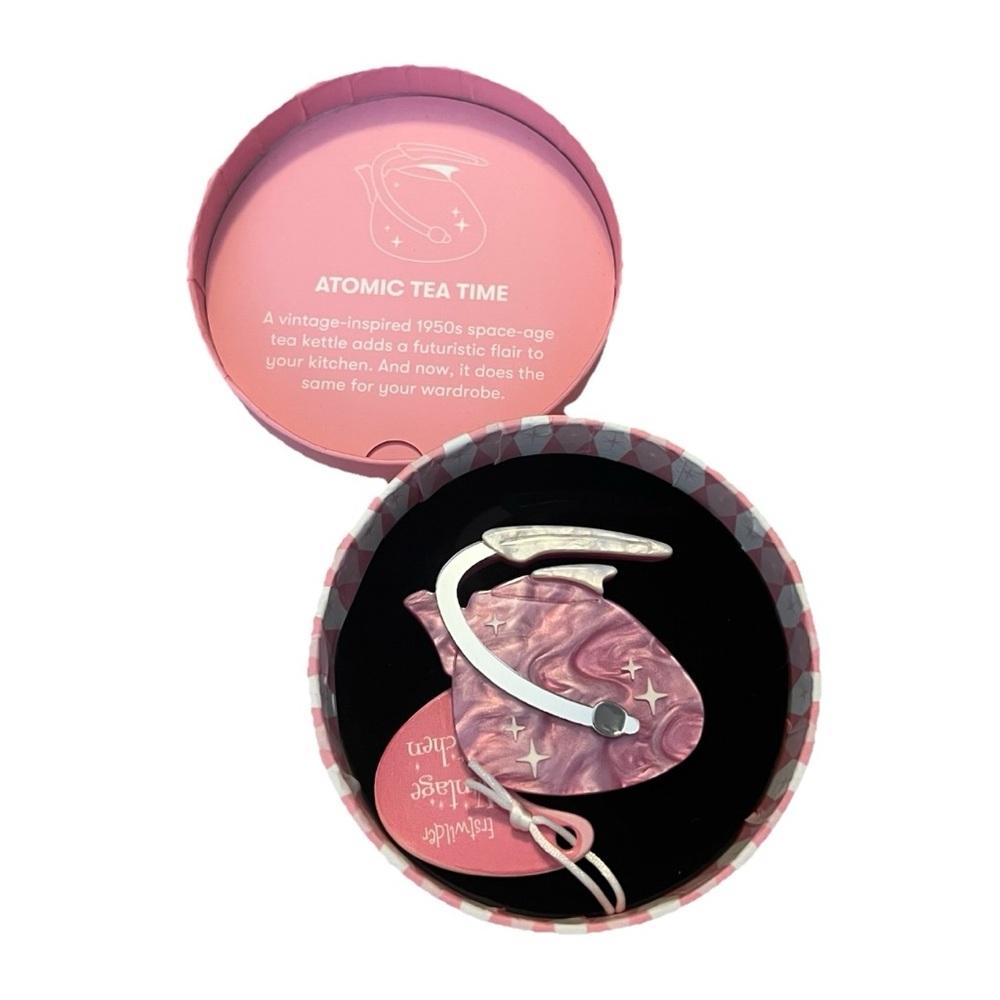 New In Box Erstwilder Atomic Tea Time Brooch